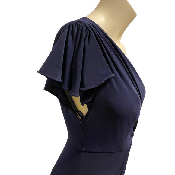 Mac Duggal 67858 Ruffled One Shoulder Draped Gown Blue 0 - Picture 10 of 10